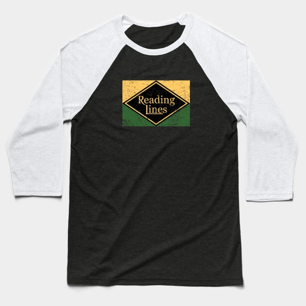 Distressed Reading Lines Railroad Logo Baseball T-Shirt by Railway Tees For All